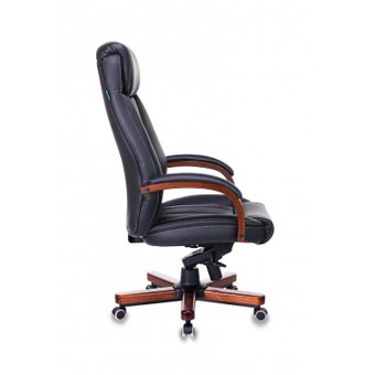  Кресло руководителя Бюрократ T-9922Walnut/Black черный кожа крестовина дерево 