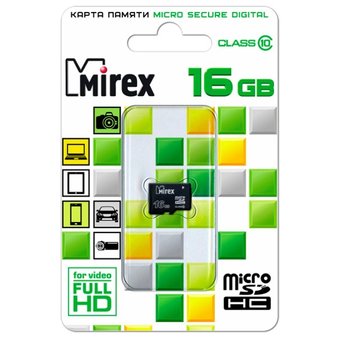  Карта памяти Mirex microSD 16GB Class10 (13612-MC10SD16) 