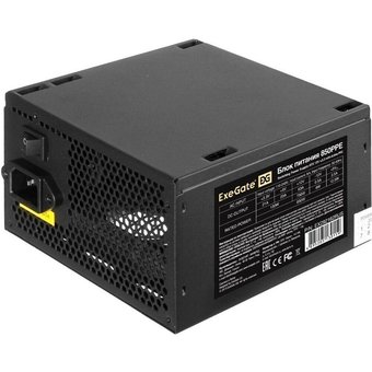  Блок питания ExeGate 850PPE EX292162RUS-S 850W (ATX, APFC, SC, КПД 80 (80 Plus), 12cm fan, 24pin, 2x(4+4)pin, PCIe, 6xSATA, 3xIDE, black) 