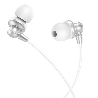  Наушники HOCO M98 Delighted metal universal earphones with microphone, silver sand 