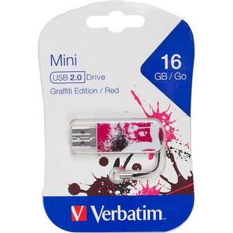  USB-флешка 16G USB 2.0 Verbatim Mini Graffiti Edition красный/рисунок (49414) 