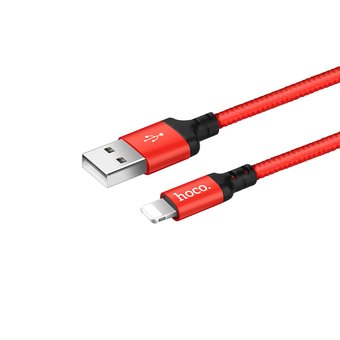  Дата-кабель HOCO X14 lightning 2м (чёрно-красный) 