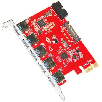  Контроллер ORIENT VA-3U5219PE OEM PCI-Ex, USB 3.0 (USB 3.1 Gen1) 5ext/2int (19-pin) port, VIA VL805+VL813 chipset, разъем доп.питания, oem 