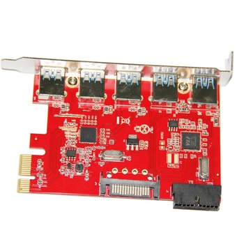  Контроллер ORIENT VA-3U5219PE OEM PCI-Ex, USB 3.0 (USB 3.1 Gen1) 5ext/2int (19-pin) port, VIA VL805+VL813 chipset, разъем доп.питания, oem 