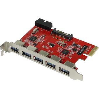  Контроллер ORIENT VA-3U5219PE OEM PCI-Ex, USB 3.0 (USB 3.1 Gen1) 5ext/2int (19-pin) port, VIA VL805+VL813 chipset, разъем доп.питания, oem 