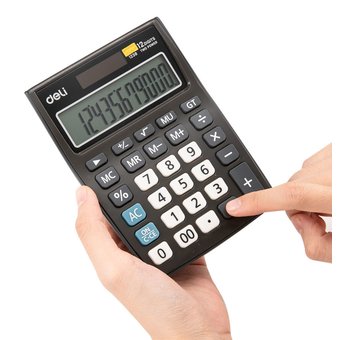  Калькулятор настольный Deli E1238black черный 12-разр. 