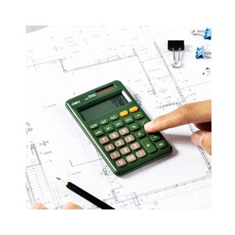  Калькулятор карманный Deli EM120GREEN зеленый 12-разр. 