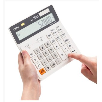  Калькулятор бухгалтерский Deli EM01010 белый 12-разр. 
