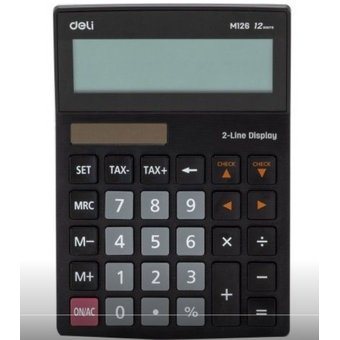  Калькулятор настольный Deli EM126 черный 12-разр. 