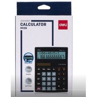  Калькулятор настольный Deli EM126 черный 12-разр. 