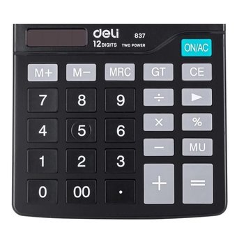  Калькулятор настольный Deli E837 черный 12-разр. 