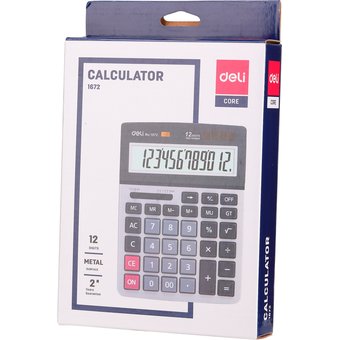  Калькулятор настольный Deli E1672 серебристый 12-разр. 