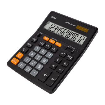  Калькулятор настольный Deli EM888 черный 12-разр. 