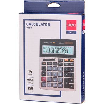  Калькулятор настольный Deli E1672C серебристый 14-разр. 