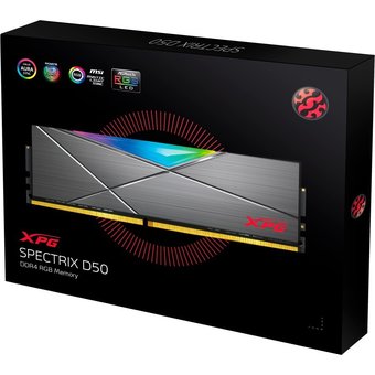  ОЗУ ADATA XPG Spectrix D50 RGB (AX4U320032G16A-ST50) 32GB DDR4 3200 DIMM Grey Gaming Memory Non-ECC, CL16, 1.35V, Heat Shield, RTL 