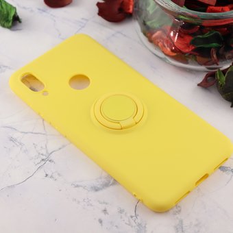 Чехол силиконовый матовый с кольцом для Xiaomi Redmi Note 7, желтый 