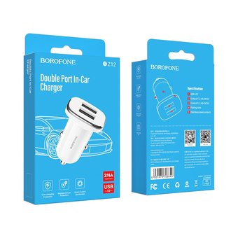  АЗУ Borofone BZ12 Lasting power 5V/2,1A 2USB, white 