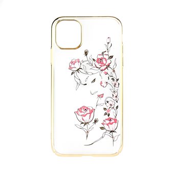  Чехол-накладка Kingxbar со стразами Swarovski для iPhone 11 девушка с розами (золото) 
