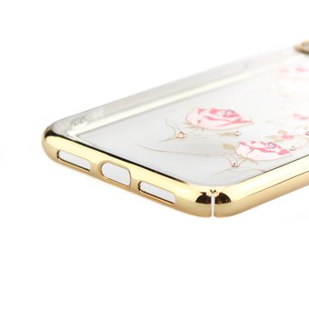  Чехол-накладка Kingxbar со стразами Swarovski для iPhone 11 девушка с розами (золото) 