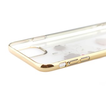  Чехол-накладка Kingxbar со стразами Swarovski для iPhone 11 девушка с розами (золото) 