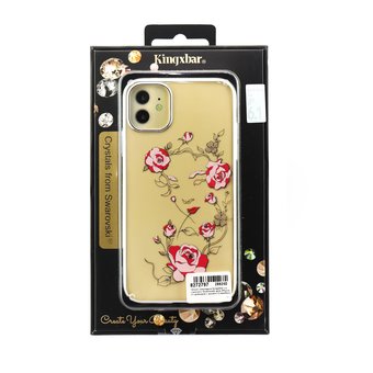  Чехол-накладка Kingxbar со стразами Swarovski для iPhone 11 девушка с розами (серебро) 
