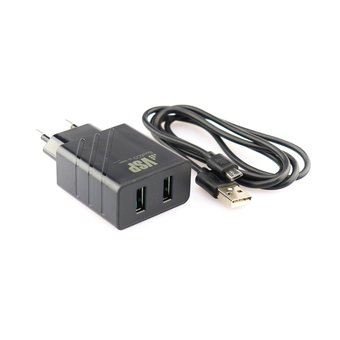  СЗУ 2 USB, 2,4A + Дата-кабель micro USB, 1м, черное, VSP (BoraSCO) 