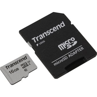  Карта памяти Transcend microSDHC 300S 16GB Class 10 UHS-I U1 +SD adapter (TS16GUSD300S-A) 