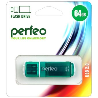  USB-флешка 64GB USB 2.0 Perfeo C13 Green (PF-C13G064) 