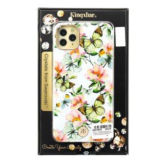  Чехол-накладка Kingxbar со стразами Swarovski для iPhone 11 Pro Max цветы (белый) 
