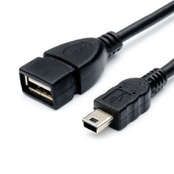  Кабель Atcom USB 2.0 AF/mini 5p, 0.1m, черный (для планшетов) 
