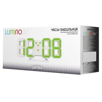  Часы-будильник Perfeo LED Luminous, белый корпус / красная подсветка (PF-663) 