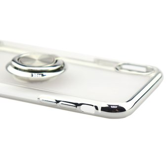  Чехол силиконовый с кольцом для iPhone XR серебро 
