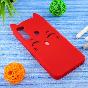  Чехол силиконовый Котик для Xiaomi Redmi Note 8, красный 