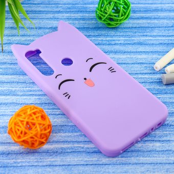  Чехол силиконовый Котик для Xiaomi Redmi Note 8, светло-фиолетовый 