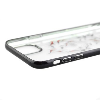  Чехол-накладка Kingxbar со стразами Swarovski для iPhone 11 череп с цветами (чёрный) 