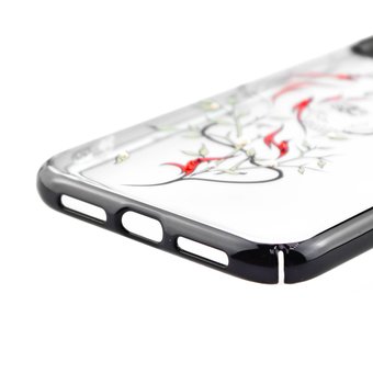  Чехол-накладка Kingxbar со стразами Swarovski для iPhone 11 череп с цветами (чёрный) 