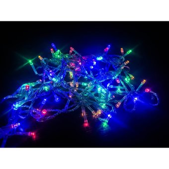  Гирлянда новогодняя прозрачный шнур 100 LED, цветная 