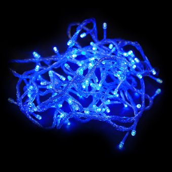  Гирлянда новогодняя прозрачный шнур 200 LED, синяя 