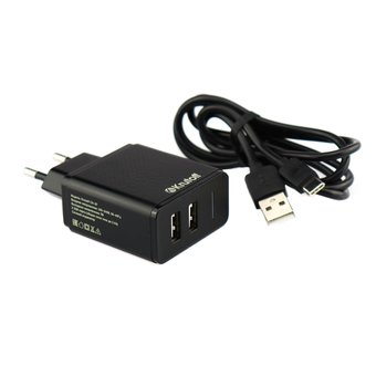  СЗУ Krutoff CH-07C 2xUSB, 2.4A + кабель USB Type-C (black) 