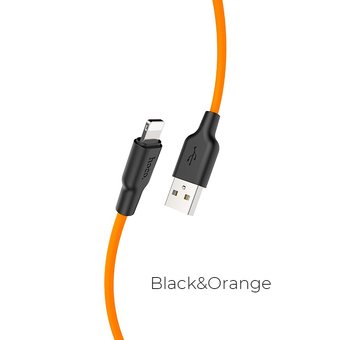  Дата-кабель HOCO X21 Plus lightning 1м (чёрно-оранжевый) 
