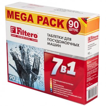  Таблетки Filtero 703 для посудомоечных машин "7 в 1" Megapack 90 шт. 
