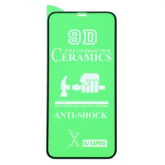  Защитное гибридное стекло Ceramic для iPhone X/XS чёрный тех.пак. н/с 