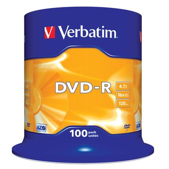  Диск DVD-R Verbatim 4.7Gb 16x Cake Box (100шт) (43549) 