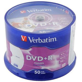  Диск DVD+R Verbatim 4.7Gb 16x Cake Box (50шт) 43550 