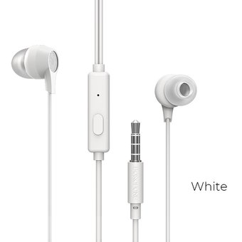 Наушники Borofone BM28 Tender sound universal earphones with mic, white 