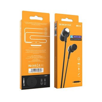  Наушники Borofone BM36 Acura Universal earphones with mic, black 