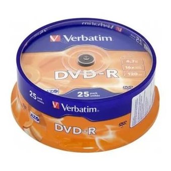  Диск DVD-R Verbatim 4.7Gb 16x Cake Box (25шт) 43522 