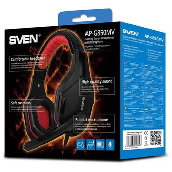  Гарнитура игровая SVEN AP-G850MV, черный-красный 