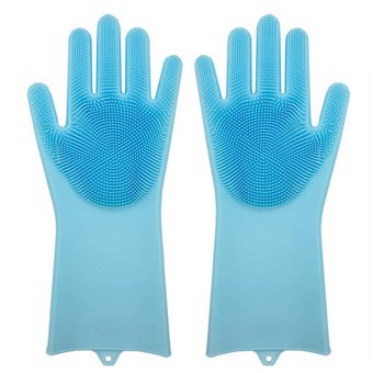  Силиконовые перчатки Magic silicone cleaning gloves голубой 