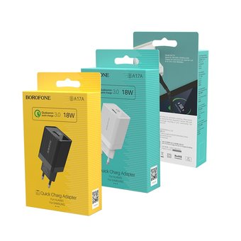  СЗУ Borofone BA17A 5V/3A 1USB Centrino single port QC3.0 , black 